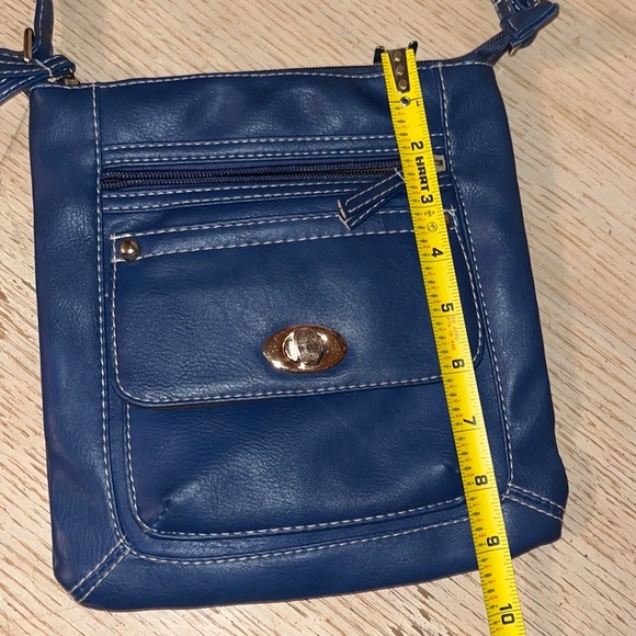 Crossbody Purse Messenger Blue Faux Leather Bag - Picture 14 of 16